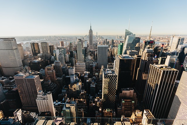buildings, city, skyline, cityscape, city view, aerial view, bird's eye view, architecture, manhattan, new york, usa, business district, downtown, metropolitan, modern, panorama, skyscrapers, travel, 